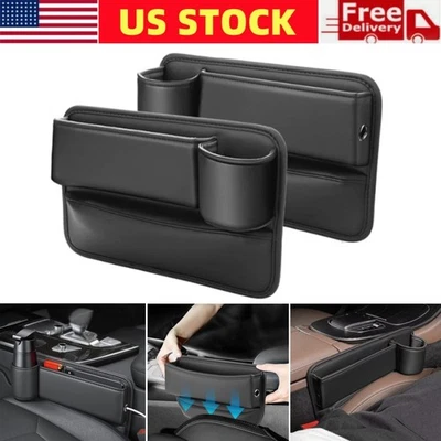 Organizador de asiento de coche 2 piezas para asiento de coche relleno de huecos caja de almacenamiento soporte para teléfono organizador Foto 1 de 4