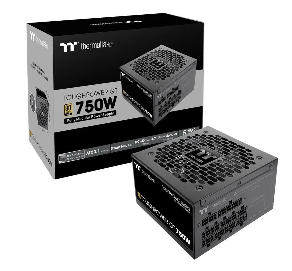 Toughpower GT 750W ATX 3.1 Standard Power Supply; 80 Plus Gold Efficiency; Sm... - Image 1 of 4