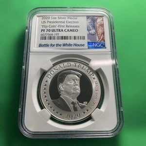 Elecciones presidenciales de Estados Unidos 2020 1 oz medalla de plata prueba NGC PF70 Ultra camafeo - Imagen 1 de 6