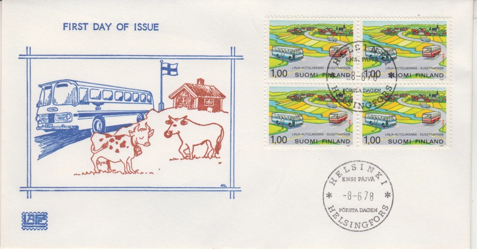 FINLAND  : 1978  FDC/ COVER - SCOTT # 610  BLOCK 4 / RURAL BUS SERVICE - Image 1 of 1