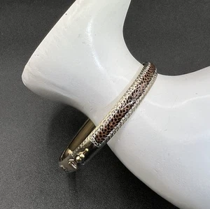 Sterling Silber, 14K Gold Overlay, Animal Print Armreif Armband, Sicherheitsriegel - Bild 1 von 8
