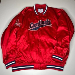 Chaqueta atlética satinada vintage de los años 90 1999 con logotipo de los Cardenales de San Luis XL roja MLB - Imagen 1 de 9