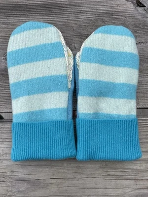 Suéter de lã listrado feito à mão luvas de punho forrado de lã - Imagem 1 de 3