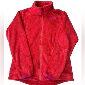 The North Face Vibrant Red Fleece Jacket + Purple Accent, Youth Size L 14/16 - Picture 1 of 11