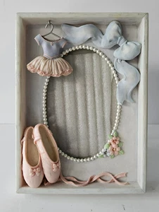 Russ Berrie Ballett Ballerina Hausschuhe & Gress Harz 3D Foto Bilderrahmen - Bild 1 von 4