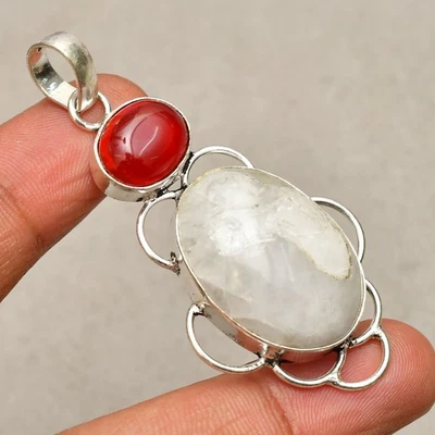 Ciondolo gioiello in argento sterling 925 fatto a mano con pietra di luna... - Immagine 1 di 4