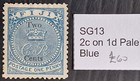 SCARCE 1872 Fiji 2c on 1d pale blue Crown CR stamp Mint SG13 Cat £60