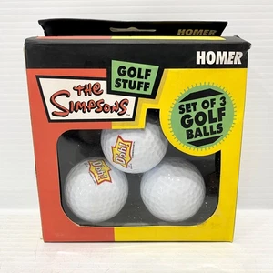 The Simpsons Official Golf Stuff Set Of 3 Golf Balls - Brand New Sealed - Picture 1 of 7