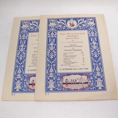 Tchaikovsky Nutcracker Flower Waltz 2 Piano Scores 4 Hands Sheet Music 1931 - Image 1 of 4
