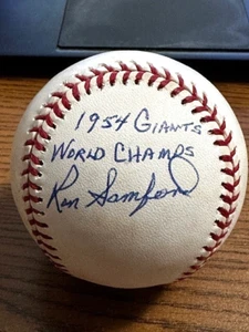 RON SAMFORD SIGNED AUTOGRAPHED OML BASEBALL! NY Giants, Tigers! PSA! - Picture 1 of 2