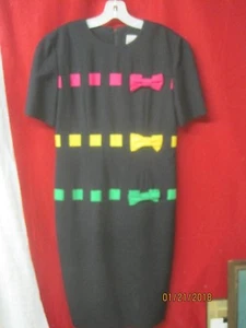 1970's/80's Couture Dress The Gray Rose Sante Fe Jim Tremblay sz 8 black linen - Picture 1 of 7