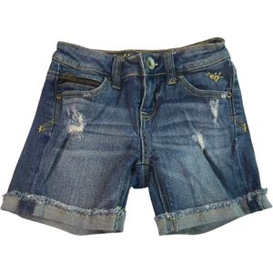 Justice Girls Denim Shorts Cuffed Distressed Size 7R Youth Embroidered Heart - Picture 1 of 10