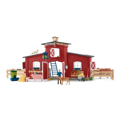 Schleich 42606 Red Barn with animals & accessories Farm World toy barn playset - Image 1 of 4