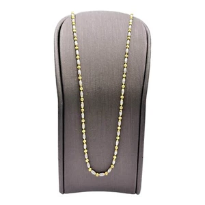 18ct 18K Two Tone Gold Italian Fine Ball Bead Chain Necklace 6.92 Grams 46cm New - Picture 1 of 7