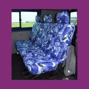 Volkswagen T5 Kombi 2003-09 Tailored Waterproof Blue Camo Rear 2+1 Seat Covers - Picture 1 of 2
