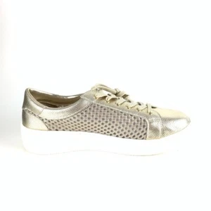 Steven Womens Napa Sneakers Shoes Gold Metallic Low Top Leather Lace Up  9.5 New - Picture 1 of 8