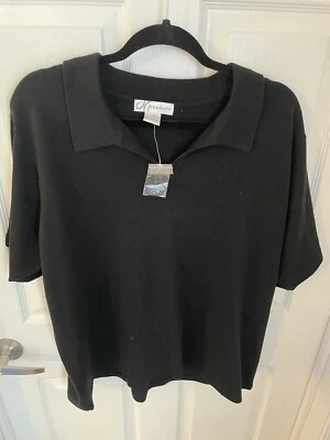 Dressbarn Blouse Top Size 22 / 24 Solid Black Short Sleeves Knit NWT - Image 1 of 3