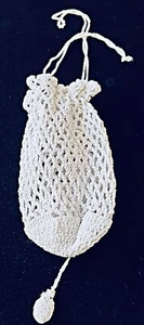 Vintage Antique Hand Crochet Drawstring Bag XX585 - Picture 1 of 4
