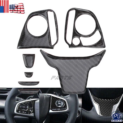 For Honda 10th Gen Civic 2016-2021 Car Carbon Fiber Interior Frame Covers Trim - Image 1 of 4