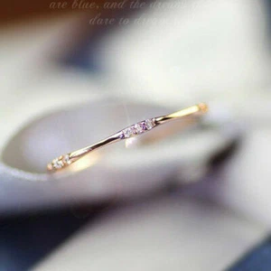 14k Gold 9 Tiny Topaz Pieces of Exquisite Small Fresh Lady Engagement Ring Gift - Picture 1 of 12