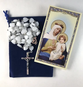 CUENTAS DE CORAZÓN BLANCO ROSARIO 22 1/2" DE LARGO - Imagen 1 de 5