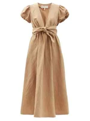 Nuevo con etiquetas Maxi Vestido Mara Hoffman Savannah en Caqui Cuello en V Cinturón XL Foto 1 de 4