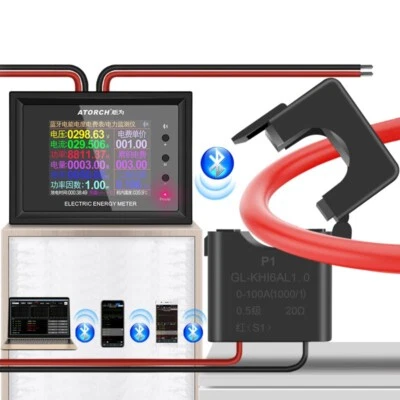 AT24CB AC50-300V 100A Electric Energy Meter 2.4" Bluetooth w/ Transformer - Image 1 of 4