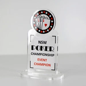 ACRYLIC COLOUR TROPHY AWARD CUSTOM DESIGNED FOR POKER CARDS CHAMPIONSHIP WINNER - Bild 1 von 3