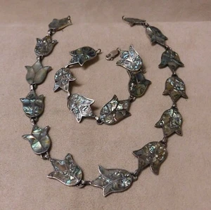 Abalone und Sterlingsilber Armband und Halskette Set aus Mexiko + - Bild 1 von 6