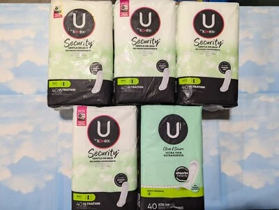 LOT (5) U BY KOTEX HEAVY ULTRA THIN PADS   40 COUNT   TOTAL 200 - Image 1 of 3