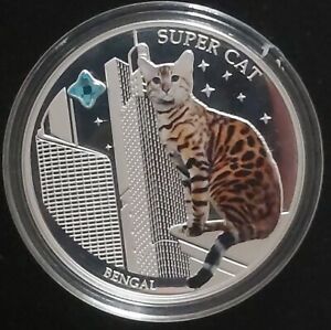 Fidji 2 $ SUPER CHAT couleur cristal argent pièce épreuve 2013