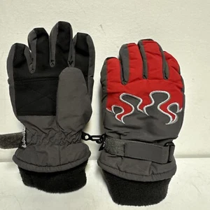 LL Bean Youth XS Gloves Flame Theme Gray & Red - Picture 1 of 10