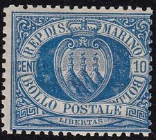 1877 SAN MARINO, n . 3A 10 cent. light blue, MNH ** Cert. Raybaudi GOLD