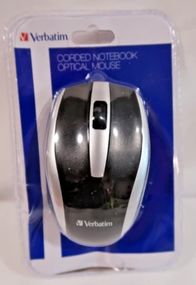 Verbatim Corded Notebook Optical Mouse 99741 Silver/Black Wired Brand New - Image 1 of 3