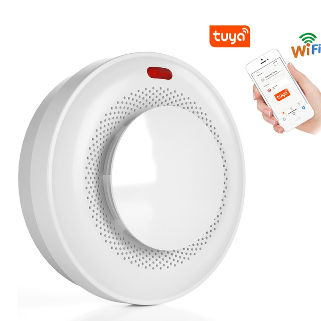 Detector de humo inteligente, detector de humo inalámbrico WiFi con control  de aplicación, alarma de humo WiFi con LED y botón de silencio, alarma de