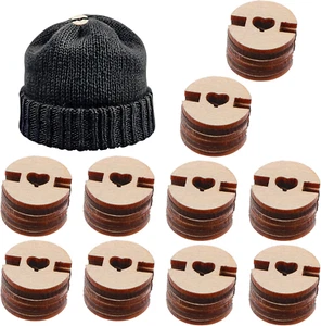 60 Pcs Pom Pom Buttons for Hats, Wooden Handmade Buttons to Attach Pom Poms to H - Picture 1 of 7