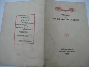 Willkommen bei Rev/Mrs W.O.Conrad 1897 Rollstone Kirche Programmkarte - Fitchburg MA - Bild 1 von 2