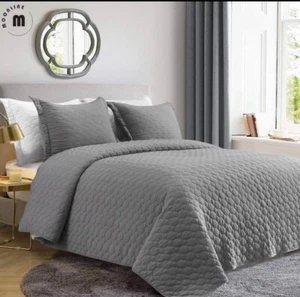 NEU ~ MOONLINE Quilt Set ~ King ~ grau ~ 3-teilig leicht weich - Bild 1 von 12