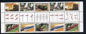MINT 1993 TRAINS RAILWAY SIGNALS STAMP GUTTER BLOCK OF 10 - Picture 1 of 1