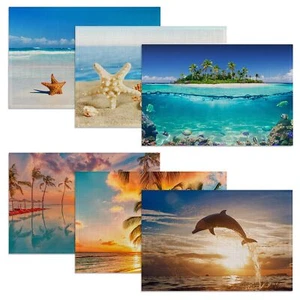 6 Pcs Palm Tree Beach Table MatsStarfish Ocean Placemats Waterproof Washable ... - Picture 1 of 7