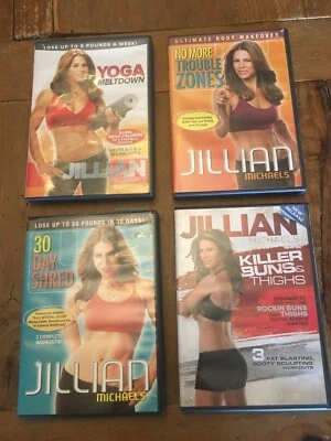 JILLIAN MICHAELS Lot 4 Exercise DVDs Killer Buns/Yoga/30 Day Shred/Trouble Zones - Image 1 of 4