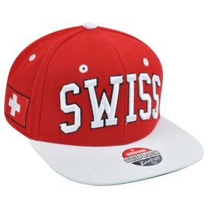 Zephyr Swiss Country Flag Super Star Adjustable Snap Back Two Tone Red Hat Cap - Picture 1 of 2