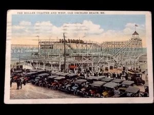 c1921 Achterbahn und Peitsche, Old Orchard Beach, Maine Vintage Postkarte - Bild 1 von 2