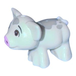 Lego 28318 weißes Schwein Pua schwarze Augenbrauen rotbraune Augen nach oben Brt rosa Nase - Bild 1 von 2