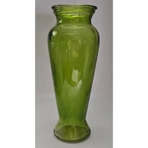 Vintage Green Glass Vase 8" Tall Hand Blown Mid Century Modern Art Glass Decor - Picture 1 of 3