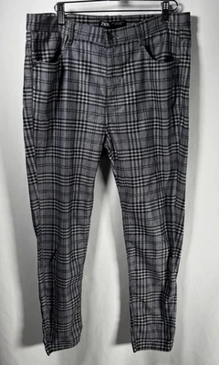 Zara Men’s Gray & Black Plaid Tapered Slim Fit Ankle Pants Cotton Stretch US 34 - Image 1 of 4
