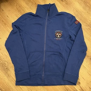 Napapijri Felpa Full Zip Uomo L Giacca Blu Y2K Outdoor Stile Retrò - Foto 1 di 11