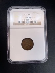 1915 S 1C NGC XF 40 BN Lincoln Penny- Wheat Cent ~Semi Key Date EF Wheatie - Picture 1 of 6