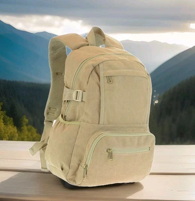 Bolso escolar universitario, mochila de lona de algodón 15'. Portátiles acolchados Foto 1 de 3