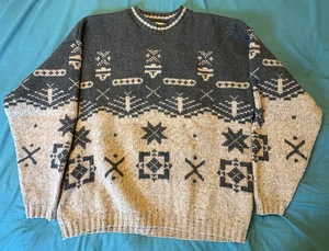 VTG 90s Woolrich mens wool sweater, size L/large, made in USA, green/tan - Picture 1 of 8